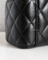 Chanel Vanity Bag 23B Black Lambskin Brushed Gold Hardware-details
