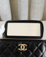 Chanel Vanity Bag 23B Black Lambskin Brushed Gold Hardware-details