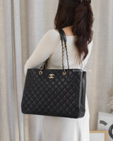 Chanel Shopping Tote | Black Caviar Light Gold Hardware-model