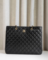 Chanel Shopping Tote | Black Caviar Light Gold Hardware-front1