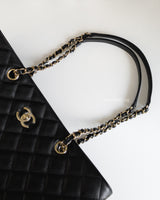 Chanel Shopping Tote | Black Caviar Light Gold Hardware-details