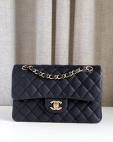 Chanel Classic Flap Small | 18B Midnight Blue Caviar Light Gold Hardware-front1