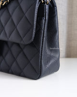 Chanel Classic Flap Small | 18B Midnight Blue Caviar Light Gold Hardware-details