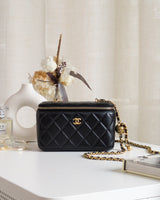 Chanel Vanity Bag with Chain 26C Black Lambskin Gold Hardware-front