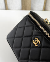 Chanel Vanity Bag with Chain 26C Black Lambskin Gold Hardware-details