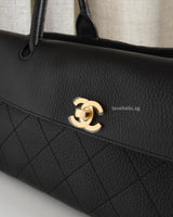 Chanel Small Shopping Tote | 26S Black Caviar Gold Hardware-details