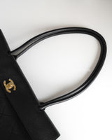 Chanel Small Shopping Tote | 26S Black Caviar Gold Hardware-details