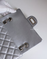 Chanel Reissue 2.55 21A Mini | Metallic Silver Calfskin Ruthenium Hardware-details