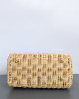 Dior Lady Dior Medium | Blue Oblique  Natural Wicker Brushed Gold Hardware-details