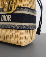 Dior Lady Dior Medium | Blue Oblique  Natural Wicker Brushed Gold Hardware-details