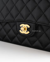 Chanel Classic Flap Medium | Black Caviar Gold Hardware-details