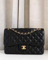 Chanel Classic Flap Jumbo | Black Caviar Gold Hardware-front1