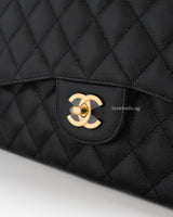 Chanel Classic Flap Jumbo | Black Caviar Gold Hardware-details