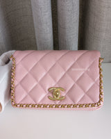 Chanel Flap Bag Mini | 22P Light Pink Caviar Brushed Gold Hardware-front1