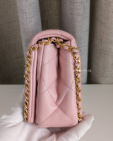 Chanel Flap Bag Mini | 22P Light Pink Caviar Brushed Gold Hardware-details