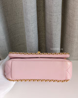 Chanel Flap Bag Mini | 22P Light Pink Caviar Brushed Gold Hardware-details