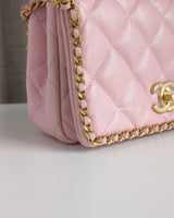 Chanel Flap Bag Mini | 22P Light Pink Caviar Brushed Gold Hardware-details