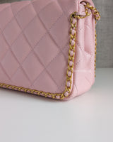 Chanel Flap Bag Mini | 22P Light Pink Caviar Brushed Gold Hardware-details