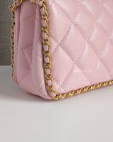 Chanel Flap Bag Mini | 22P Light Pink Caviar Brushed Gold Hardware-details
