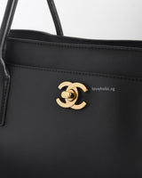 Chanel Cerf Tote | 26S Black Calfskin Gold Hardware-details