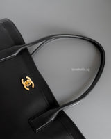 Chanel Cerf Tote | 26S Black Calfskin Gold Hardware-details