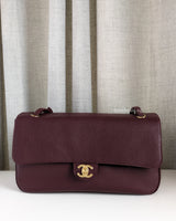 Chanel Maxi Flap 32cm | Burgundy  Caviar Gold Hardware-front1