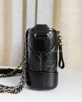 Chanel Gabrielle Hobo Small | Black Aged Calfskin Multicolored Hardware-side
