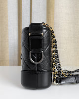 Chanel Gabrielle Hobo Small | Black Aged Calfskin Multicolored Hardware-details