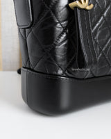 Chanel Gabrielle Hobo Small | Black Aged Calfskin Multicolored Hardware-details