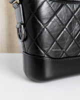 Chanel Gabrielle Hobo Small | Black Aged Calfskin Multicolored Hardware-details