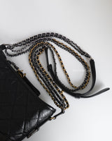 Chanel Gabrielle Hobo Small | Black Aged Calfskin Multicolored Hardware-details