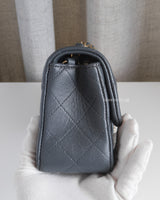 Chanel Classic Flap Mini Rectangle  | 18B Dark Grey Caviar Light Gold Hardware-side