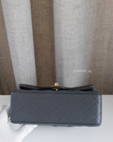 Chanel Classic Flap Mini Rectangle  | 18B Dark Grey Caviar Light Gold Hardware-details