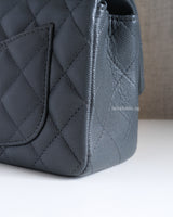 Chanel Classic Flap Mini Rectangle  | 18B Dark Grey Caviar Light Gold Hardware-details
