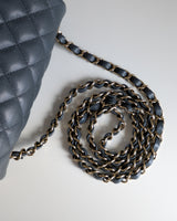 Chanel Classic Flap Mini Rectangle  | 18B Dark Grey Caviar Light Gold Hardware-details