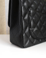 Chanel Classic Flap Jumbo | Black Caviar Gold Hardware-details