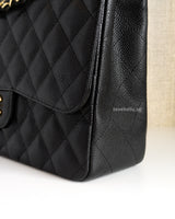 Chanel Classic Flap Jumbo | Black Caviar Gold Hardware-details