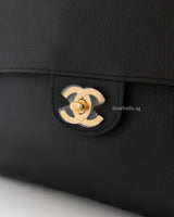 Chanel Maxi Flap 38cm | 26S Black Caviar Gold Hardware-details