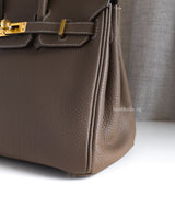 Hermes Birkin Retourne 25 | Etoupe Togo Gold Hardware-details