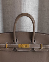 Hermes Birkin Retourne 25 | Etoupe Togo Gold Hardware-details