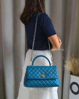 Chanel Coco Handle Medium | Teal Caviar Light Gold Hardware-model