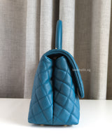 Chanel Coco Handle Medium | Teal Caviar Light Gold Hardware-side