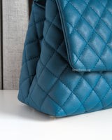 Chanel Coco Handle Medium | Teal Caviar Light Gold Hardware-details