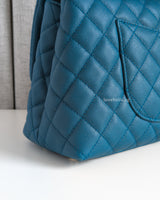 Chanel Coco Handle Medium | Teal Caviar Light Gold Hardware-details