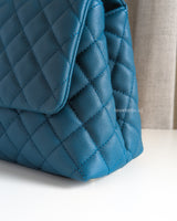Chanel Coco Handle Medium | Teal Caviar Light Gold Hardware-details
