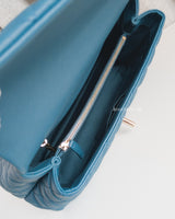 Chanel Coco Handle Medium | Teal Caviar Light Gold Hardware-details