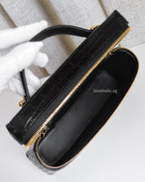Chanel Top Handle Vanity On Chain LP  | 26A Crocodile Embossed Calfskin Gold Hardware-details
