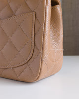 Chanel Classic Flap Mini Square | 18S Dark Beige Caviar Light Gold Hardware-details