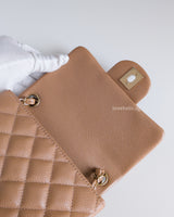 Chanel Classic Flap Mini Square | 18S Dark Beige Caviar Light Gold Hardware-details