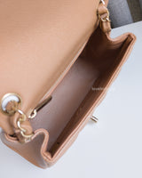 Chanel Classic Flap Mini Square | 18S Dark Beige Caviar Light Gold Hardware-details